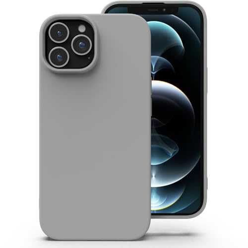 Zuvirelx Silikon Handyhülle für iPhone 12 Pro Max Hülle, Weiches Griff, Dünne, Minimalistisch, Stoßfest, rutschfest, Taschenpassend - Weltraumgrau