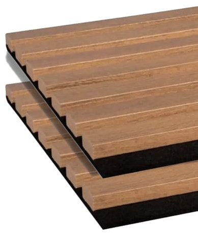 FORESTEA Lot de 2 Panneaux tasseaux Bois MDF Acoustic décor chêne Rustique sur Feutrine 2600x300x17mm PEFC 70%
