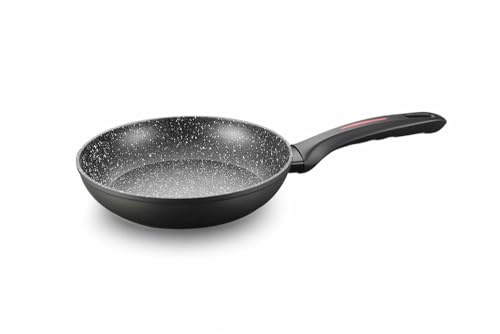 ROYALTY LINE, Smidd aluminiumstekpanna med marmorbeläggning, kompatibel med alla värmekällor, 32 cm, marmorfärg Idealisk för hälsosam, non-stick matlagning
