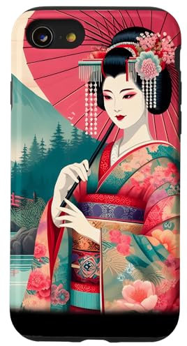 Geisha japonaise fille femme traditionnel Hanami Art sur bois Coque pour iPhone SE (2020) / 7 / 8