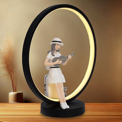 KIMPHIA HOME Lampada da Tavolo LED, Abatjour da Comodino USB con Statuina, Lampada Decorativa dal Design Moderno per Soggiorno, Salotto e Camera da Letto (Statuina con Gattino)