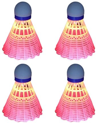 lehua 4 Stück Leuchtende Badmintonbälle LED Schaumkunststoff Sport Badminton Leuchtende Federbälle Badminton Set Rosa