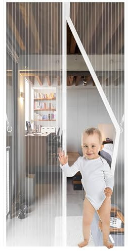 WTZWYFWJ Zanzariera Magnetica per Porte 210x210cm,Tende Zanzariere con Calamita per Finestre,per Porte Anti Zanzare Calamite Tenda Anti Zanzare Insetti Facile da installare per porte da balcone-Bianco