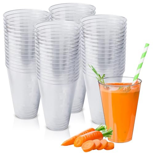 PORFOYO Lot de 60 gobelets en plastique incassables, réutilisables, 420 ml, pour boissons, anniversaire, mariage