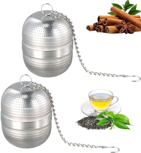 Teesieb für Losen Tee, 2 Stück Teesieb Edelstahl Teefilter für Losen Tee Feines Netz mit Kette, Tee Sieb, für Die Meisten Tasseteekanne Teefilterhalt Teehalter Gewürzei für Teekannen