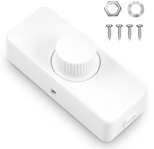 YANGUN led Dimmer Schalter, 3-100W Schnurdimmer Drehschalter 230V, AC 220-240V/50HZ, für Glühlampen und dimmbare LED Lampen, stabil und zuverlässig (Weiß)