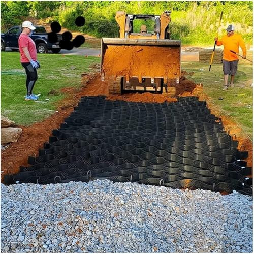 Stabilisateur de Gravier Grille Géo Grille De Sol En Gravier Pour Patios HDPE - Charge Motrice De 3800 Kg, 1/ 2/ 3/ 4/ 5/ 6/ 7/ 8/ 9/10 M Géogrille Universelle Bidirectionnelle Renfort De Remblai, Gri