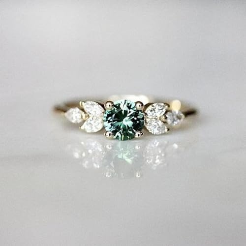 Hasdnker Ring Ringe Damen Bijouterie Herren Klassischer Goldfarbener Ring Für Frauen Wunderschöner Grüner Eingelegter Stein Blume