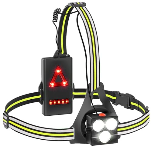 Husgw Lampe Running, Elevé Lumens Lampe de Course à Pied avec LED Réglable à 120°, Étanche IP65, Éclairage pour Course avec Bandes Réfléchissantes, Lampes Pectorale Running pour Jogging Sports
