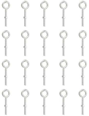 PATIKIL Pernos De Ojo M5x35mm Con Tuercas 20 Pcs Pernos De Ojo Giratorios Con Hombro Para Elevación Tornillo Roscado De Acero Al Carbono Para Cables Alambres Colgar Luces