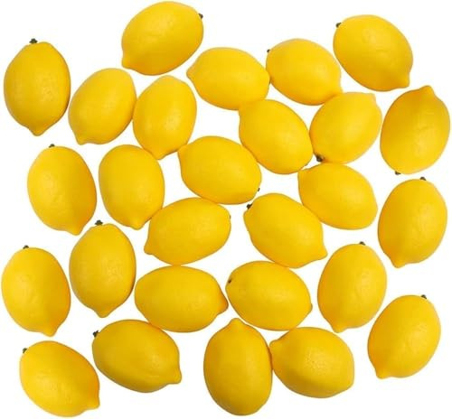 Mioaoa 6 Pcs Yellow Mini Lemon Decor Fake Fruit Home Party Festival Decoration Props，Quality and Creative House Kitchen Party Decoration Artificial Lemon Home Décor Products