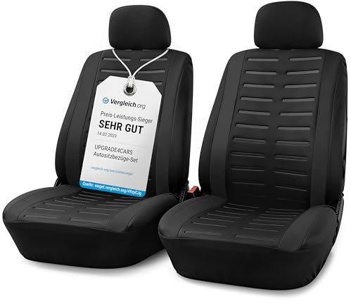 Upgrade4cars Fundas para Asientos Delanteros Set Versión 2026 | Fundas Protectores Universales en Negro para Conductor y Acompañante | Accesorios Coches Interior Decoración