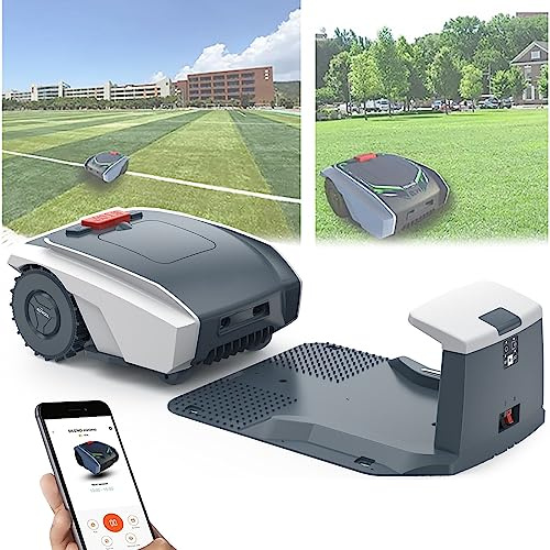 Tondeuse à gazon intelligente entièrement automatique, robot de pelouse, planification de chemin + charge automatique, pour pelouses/jardins de 1500 ㎡, gris