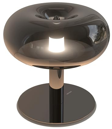 NEONA Lumio LED-Tischleuchte Retro – Dimmbar Touch-Funktion | Design-Pilzlampe Chrom, Schwarz, Weiß & Orange | LED-Tischlampe für Sideboard, Schreibtisch & Wohnbereich (Schwarz Chrom)