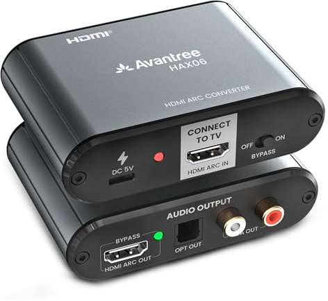 Avantree HAX06 – HDMI ARC Audio Extractor with Passthrough for TV, Soundbar & Headphones Simultaneous Use, CEC Volume Control, Optical & RCA Outputs