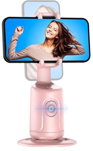 Smart AI Facial Recognition Phone Tripod with 360° Auto Face Tracking,Smart AI Motion Sensor Gimbal Stabilizer Holder with Remote, Rechargeable Smart Shooting Stand(Pink,Standard)