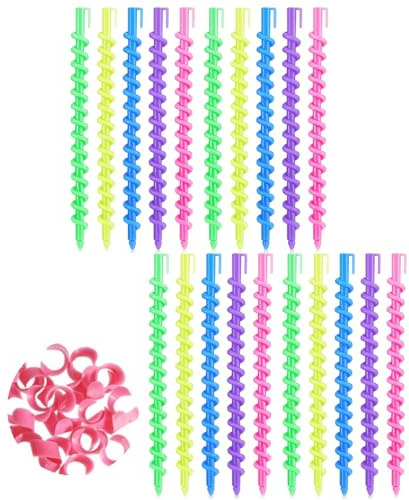 20 varillas de pelo en espiral para cabello natural, rodillos de peluquería, peluquería, rizadores de ondas permanentes, kits para mujeres y niñas, varillas de rizos en espiral