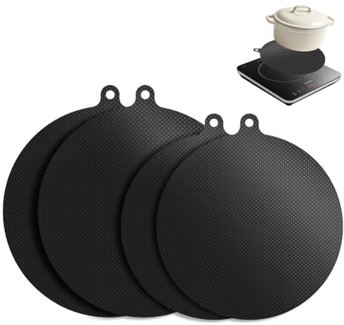AUAUY 4 st induktionshäll skyddsmattset, 0,7 mm certifierat silikon värmebeständiga kokskydd, skyddar spishällen från repor och spill, lätt att rengöra, mattor för kök diskmedel bord bänkskivor