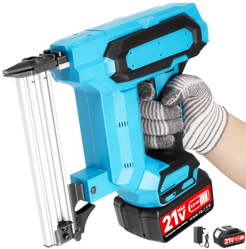 Cordless Nail Gun 18 Gauge, Electric Brad Nailer Battery Powered with 3.0Ah Battery&Charger, 2 in 1 Cordless Brad Nailer/Electric Stapler, 100 Nail Magazine for Woodworking Upholstery DIY Decorating