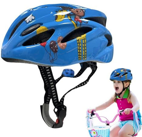 Barnhjälm – 48–55 cm cykelhjälm | barn-multisport-säkerhetsutrustning för cykel, skoter, skateboard, skridskoåkning, justerbar, lätt PC-skumskydd och flickor, stöttålig ventilation