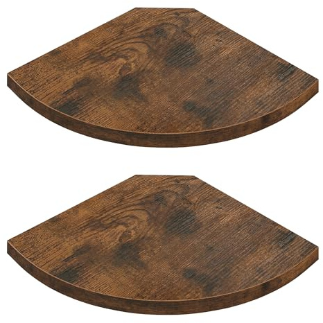 VASAGLE Corner Shelves, Particleboard Floating Shelves, Wall Mounted Storage Display, 20 x 20 x 1.2 cm, Set of 2, Rustic Brown, for Bedroom Living Room Hallway, Colex Collection LLS842KD01