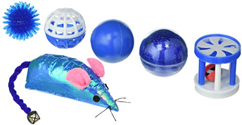 Arquivet Katzenspielzeug – Set mit 6 verschiedenen blauen Spielzeugen – Bälle, Mäuse, Rollen – interaktives Spielzeug für Katzen – Zubehör zur Unterhaltung Ihrer Katze