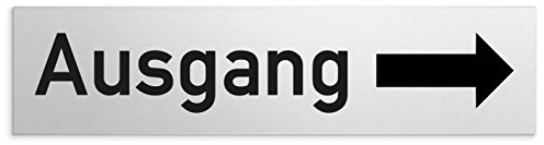 Türschilder24 - Schild/Türschild 160 x 40 x 1,5 mm - Aluminium Vollmaterial eloxiert - Oberfläche in geschliffener Edelstahloptik - 100% Made in Germany (Ausgang + Richtungspfeil rechtsA)
