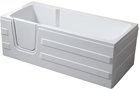 Sanotechnik Freistehende HAITI - Badewanne mit Einstieg - Maße: 170 x 76 x 61 cm, Badewanne mit Acryl Türe, weiß