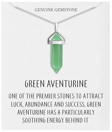 Philip Jones Green Aventurine Gemstone Necklace with Quote Card