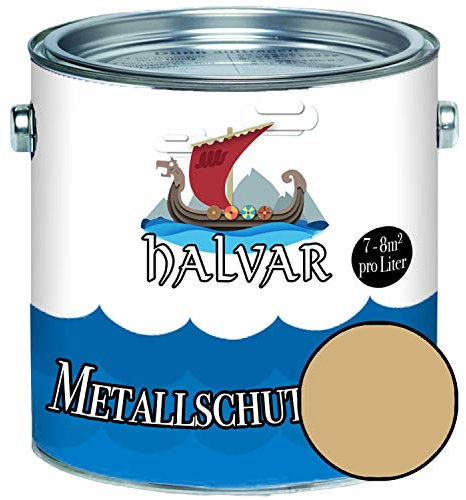 Halvar Metallschutzlack MATT Gelb RAL 1000-1037 Metallfarbe besonders robuster Kunstharzlack Wetterbeständig & perfekter Langzeitschutz Metall (2,5 L, RAL 1001 Beige)