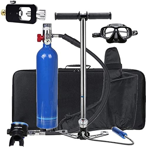 Scuba Sauerstoffflasche Tauchen, Diving Tank Ausrüstung, 1L Mini Scuba Dive Cylinder Schnorchelausr Stung Sauerstofftauchg nge mit Einer Kapazit t von 15-20 Minuten das Tauchen unter Wasser,Blau