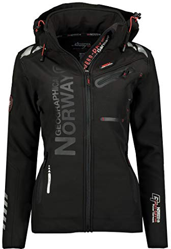 Geographical Norway Women’s Softshell Functional Outdoor Jacket, Rain Jacket, Sports Jacket, black/black, L
