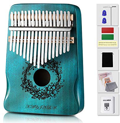 Kalimba Daumenklavier mit 17 Tasten, Mahagoni, tragbar, Mbira Sanza, Musikliebhaber, Geschenk für Kinder, Anfänger, mit Stimmhammer, Klaviertasche, Lernanleitung