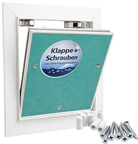 Revisionsklappe 15x15cm - flächenbündige & überstreichbare|Revisionstür mit Dichtung|150x150mm Wartungsöffnung für Trockenbau|Push-to-Open|für 12,5 mm Gipskarton|Aluminiumrahmen|für Wand & Decke.
