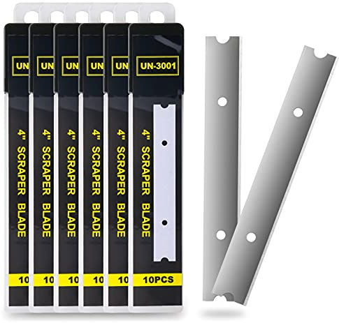 4 inch Scraper Blades 60 pcs Replacement High Carbon Steel Razor Blade for Scraper to Remove Paint Wallpaper Sticker Adhesive Labels(6 boxes)