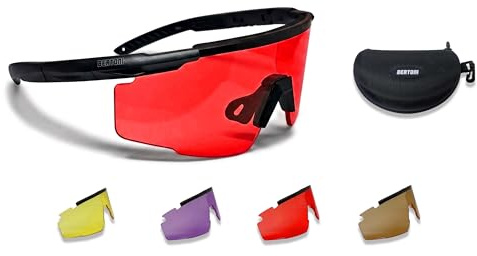 BERTONI Schießbrille mit 4 Wechselgläser mit Tragetasche und Zusätzliches Bügel - SH890N Ballistische Schutzbrille Sportbrillen Für Herren und Damen