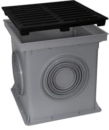 Marley Einlaufschacht ohne Boden 300x300mm mit Gussrost Hofablauf Bodenablauf Kunststoff