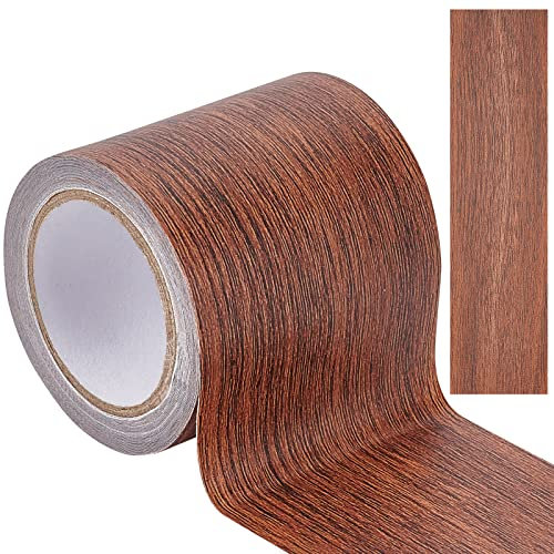 GORGECRAFT 5 mètre 1 Rouleaux de Ruban Adhésif de Réparation Texturé en Bois Patch Ruban de Réparation de Grain de Bois Réaliste Simulation pour Meubles de Chaise de Bureau (Marron Noix de Coco)