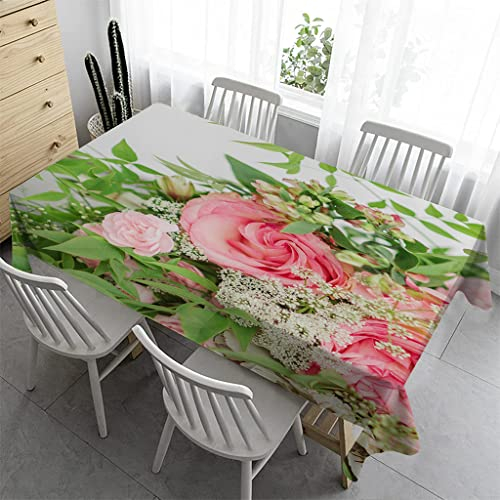 Syhi Qlty Gartentischdecke Eckig 140x140 cm - Abwaschbare Tischdecke Biertisch Abwaschbar Tischdecke Gartentisch Wetterfest für Geburtstag Party Garten Draußen - Pinke Rose