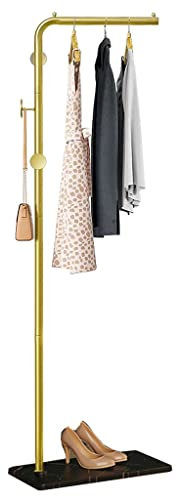 GIZNXBA Garderobenständer Schwarz, Standgarderobe Metall, Kleiderständer Mit Marmorsockel, Garderobenständer Im Eingangsbereich Mit 3 Haken, Für Mäntel, Hüte,Schals (Color : /Gold, Size : A)