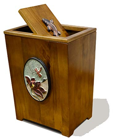 UPJAKS Poubelle Cuisine en Bois Massif Poubelle de Grande Taille avec Couvercle Bin Accueil Salon Bureau Chambre Cuisine Corbeille à Papier