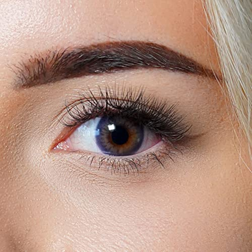 Kontaktlinsen farbig ohne Stärke lila | farbige Jahreslinsen | weiche Linsen soft Hydrogel | 2 Stück Farblinsen + Linsenbehälter | 0.0 Dioptrien | natürliche Farben | Charmiga Gleam Violet