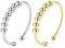 LENTQIUTT 2 Pcs Anti-Stress-Ring Anti-Angst-Ring-Set Frauen-Anti-Stress-Ring Fingerspitzen-Ring Unisex Einstellbare Fingerspitzen-Ring Frauen Männer (Gold Silber)