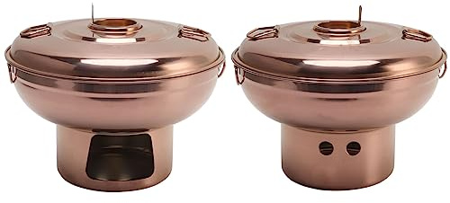 Hotpot Cinese a Carbone, Pentola Calda in Acciaio Inossidabile Fonduta di Carne Cinese Agnello Fornello da Esterno Tè al Latte Pentola Calda Vecchia Pechino Single Person Small Hotpot Rose Gold For Ki