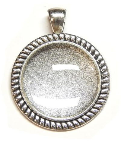 Perlin Cabochon Schmuck Set 25 mm Anhänger selber machen DIY Foto Medaillon Lünette Fassung rund mit Glas Cabochons Bastelset Schmuckherstellung (Silber Modell-10)