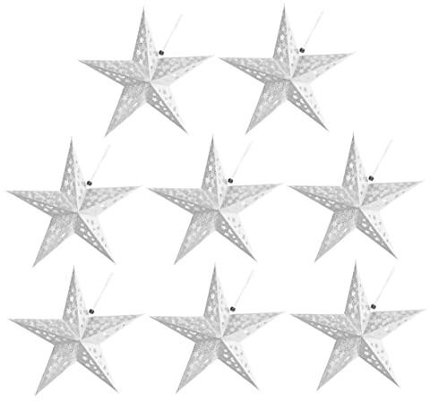 DOITOOL 8pezzi Lampade Sospensione Forma Di Stella Carta Decorazioni Per Feste e Celebrazioni Per Natale e Matrimoni