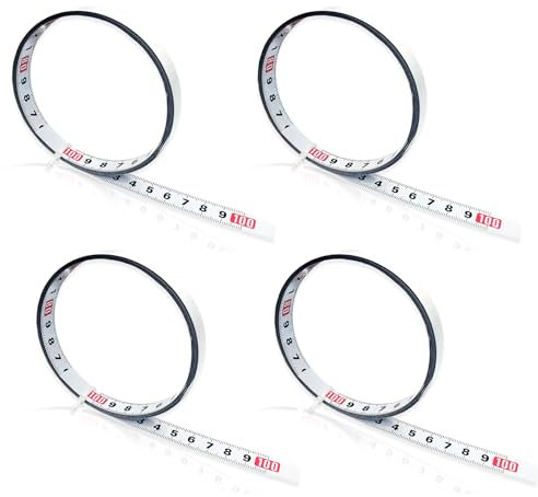 TAIHOBO 4PCS Maßband Selbstklebend, 1m/2m Metrisches Massband Zum Aufkleben, Weiß Lackiertes Skalenbandmaß für Vermessung Werkbänke(Rechts Nach Links, Links Nach Rechts, Der Middle zu Beiden Seiten)