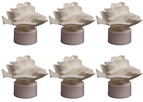 DZAY LED Teelichter Blumen Kerze,6 Stück Flammenlose Rosen Teelichter Echtwachs Kerze mit Batteriebetrieb,Romantisch Valentinstag Flackerndes LED Lichtrose Blume für Hochzeiten Tischdekoration (Weiß)