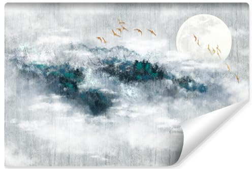 Muralo - 3D Tapete Vliestapete - Fototapete 3D Effekt - Tapete für Wohnzimmer Schlafzimmer Wandtapete - Fototapete - Berge im Nebel Motiv - Br. 520cm x Hö. 318cm