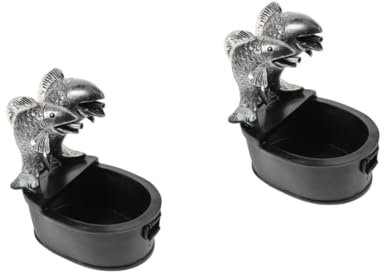 BESPORTBLE 2pcs Outdoor Water Fountain Resin Jar Fish Tank Waterfall Solar-powered Decorative Fountain for Garden Landscape